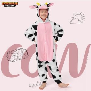 Kids Cow Print Pajama Costume, Big Kids Large (10-12) EUC
